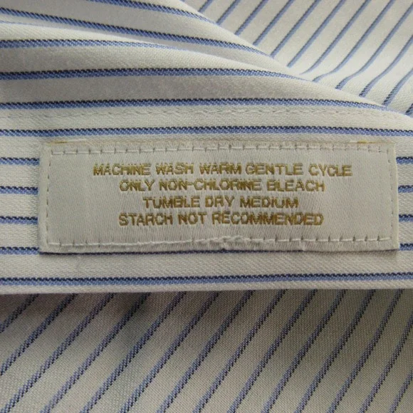 Roundtree & Yorke Gold Label Dress Shirt Mens Big 19 34/35 Non Iron Twill Stripe - Picture 4 of 12